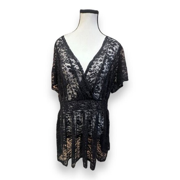 Women’s torrid 3 Black Lace Babydoll With Gold Weave 22 24 3XL 3X XXXL - Picture 1 of 9